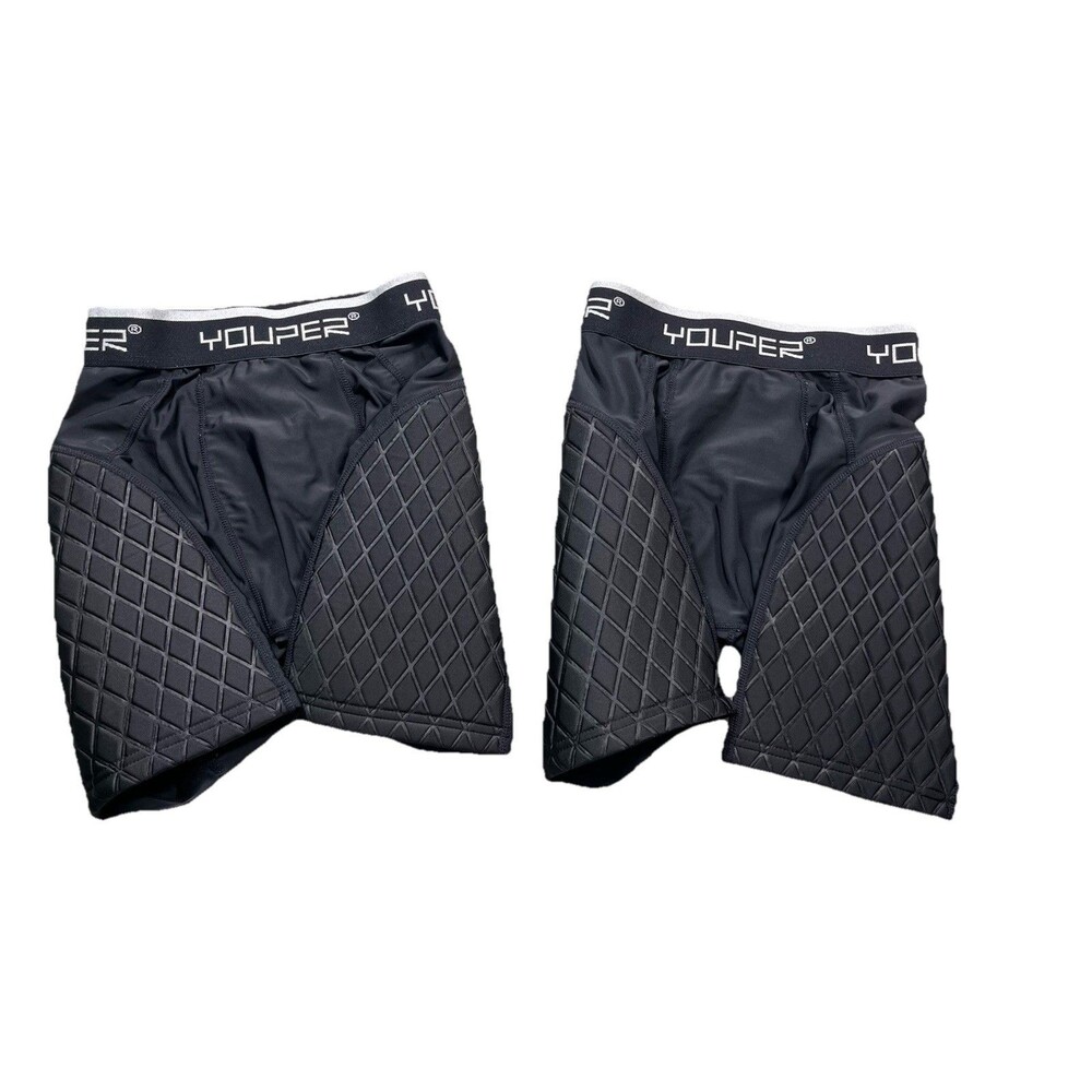 Youper Youth Padded Compression Shorts Lot 2 Black Medium Football Soccer Kids